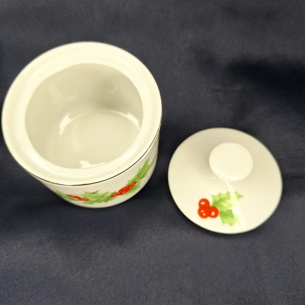 Schmidt Porcelain Coffee Tea Pot Christmas Holly Leaf Berry + other Cream Sugar